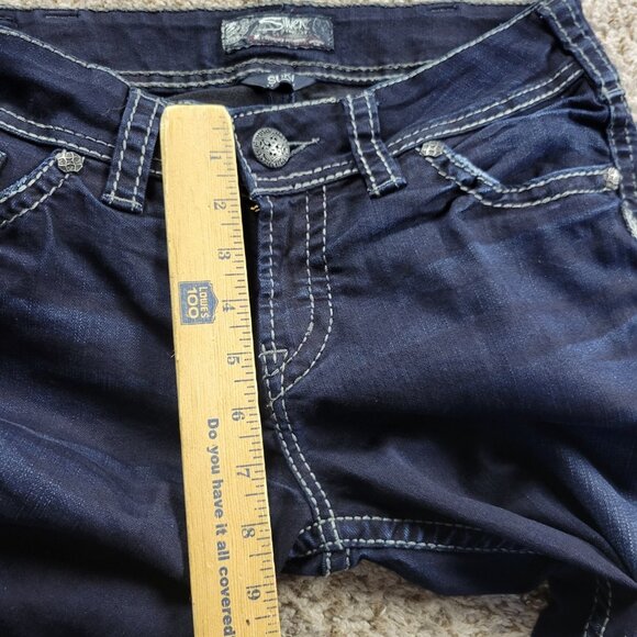 Silver Jeans Women's 30x31 Mid Slim Boot Dark Blue Denim Pants Read* - Picture 4 of 8